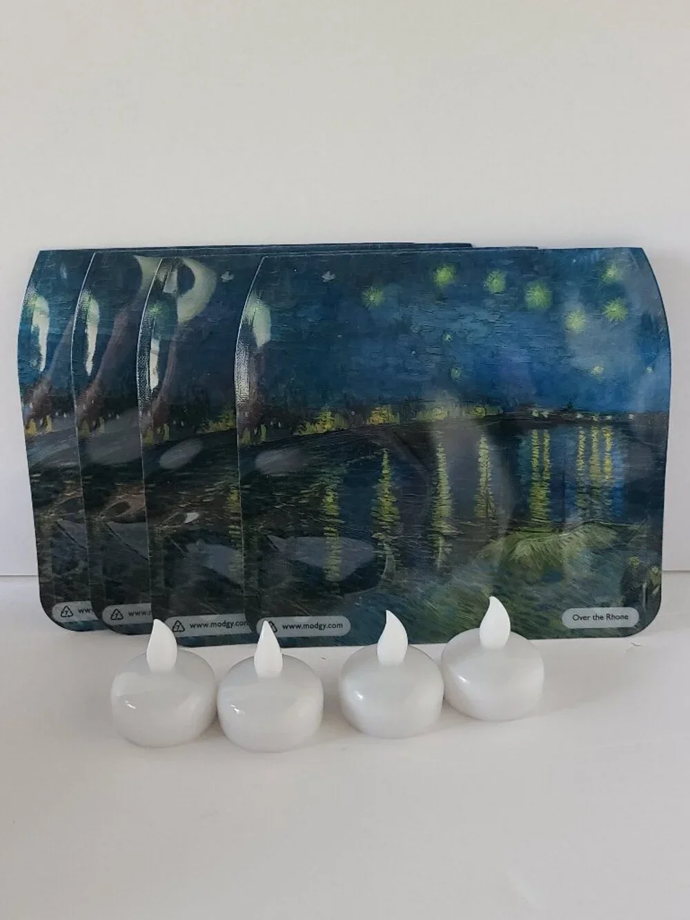 VINCENT VAN GOUGH STARRY NIGHT OVER the RHONE LUMINARIES- 4 PER PACK-NIB